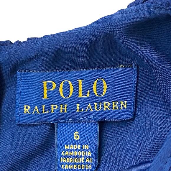 POLO RALPH LAUREN Girl’s Navy Dressy Ruffle Flare Dress Size: 6 - Picture 7 of 7
